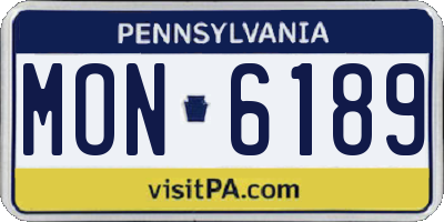 PA license plate MON6189