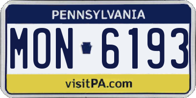 PA license plate MON6193