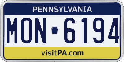 PA license plate MON6194
