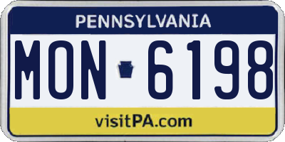 PA license plate MON6198