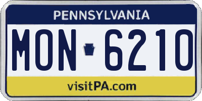 PA license plate MON6210