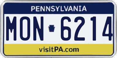 PA license plate MON6214
