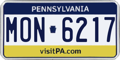 PA license plate MON6217