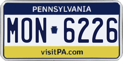 PA license plate MON6226