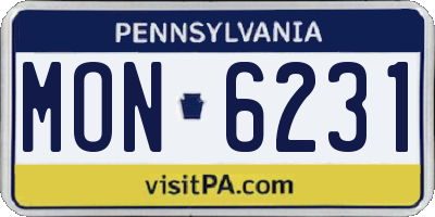 PA license plate MON6231