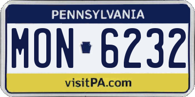 PA license plate MON6232