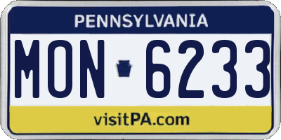 PA license plate MON6233
