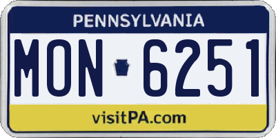 PA license plate MON6251