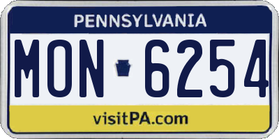 PA license plate MON6254