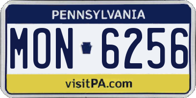 PA license plate MON6256