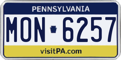 PA license plate MON6257