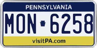 PA license plate MON6258