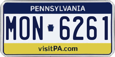 PA license plate MON6261