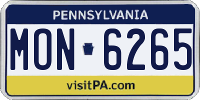 PA license plate MON6265