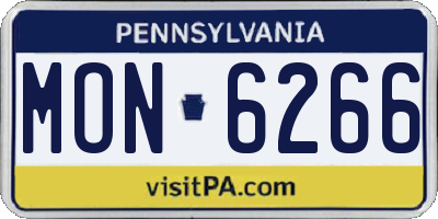 PA license plate MON6266
