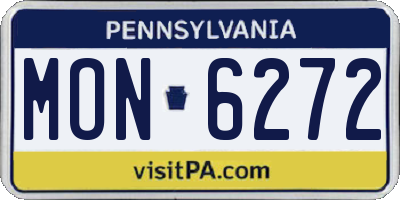 PA license plate MON6272