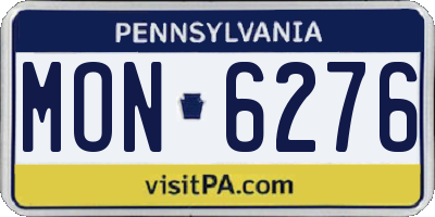 PA license plate MON6276