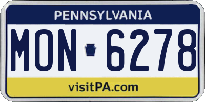 PA license plate MON6278