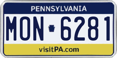 PA license plate MON6281