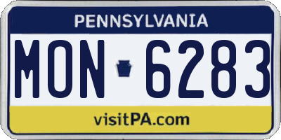 PA license plate MON6283