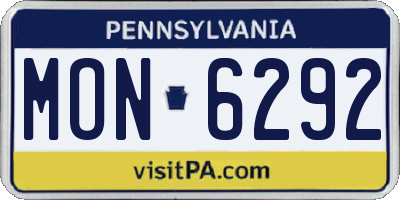 PA license plate MON6292