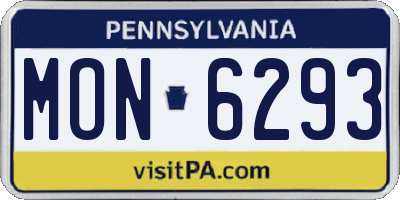 PA license plate MON6293