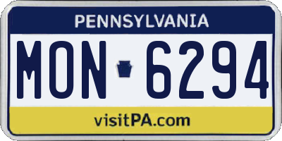 PA license plate MON6294