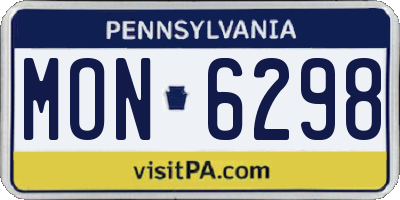 PA license plate MON6298
