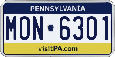 PA license plate MON6301