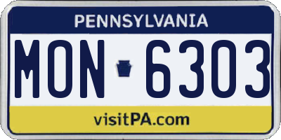 PA license plate MON6303