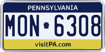 PA license plate MON6308