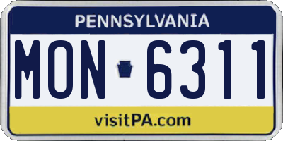PA license plate MON6311