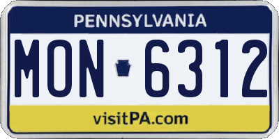 PA license plate MON6312