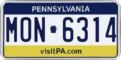PA license plate MON6314