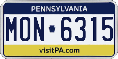 PA license plate MON6315