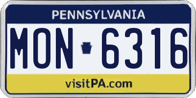 PA license plate MON6316