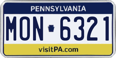 PA license plate MON6321