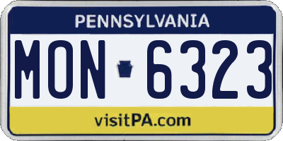 PA license plate MON6323