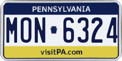 PA license plate MON6324
