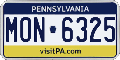 PA license plate MON6325