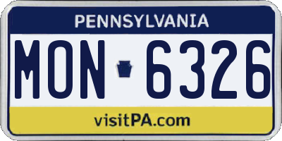 PA license plate MON6326