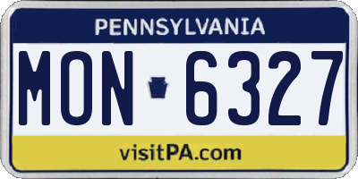 PA license plate MON6327