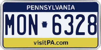 PA license plate MON6328