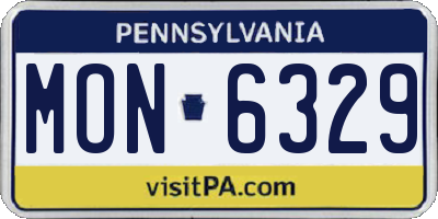 PA license plate MON6329