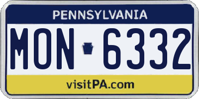 PA license plate MON6332
