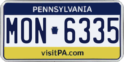 PA license plate MON6335