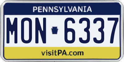 PA license plate MON6337