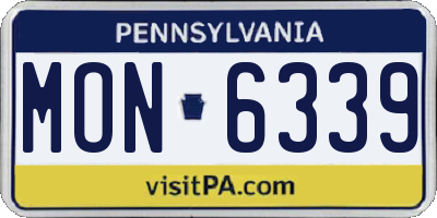 PA license plate MON6339