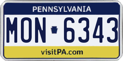 PA license plate MON6343