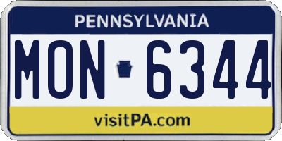 PA license plate MON6344